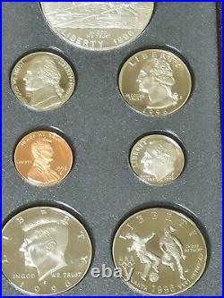 1996 US Mint Prestige 7 Coins Proof Set Rowing 90% Silver Dollar ORIG Box & COA