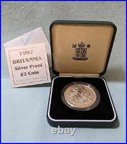 1997 Britannia. 958 Silver Proof £2 Two Pound Coin Royal Mint #026 with Box COA