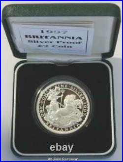 1997 Britannia Fine Silver Proof £2 Two Pounds Coin Royal Mint Box Coa