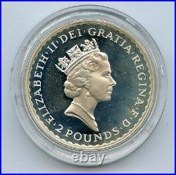 1997 Great Britain Britannia 1 Oz Silver Proof 2 Pounds Coin Box & COA JM655