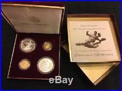 1997 Jackie Robinson 4 coin set $5 Gold $1 Silver Proof & Unc-US Mint box/papers