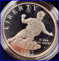 1997-S Jackie Robinson Proof Silver Dollar 90% Silver Box COA Dodgers