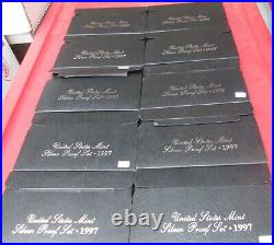1997 S Silver Proof Set 10 Sets U. S. Mint Box and COA Investment Wholesale
