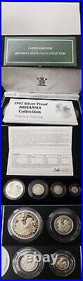 1997 Silver Britannia Proof Royal Mint 4 Coin Set UK Original Box & CoA si734