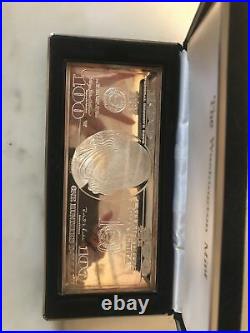 1997 U. S. Franklin $100 Dollar Note 4oz 999 Fine Silver Bar with Box & COA Proof