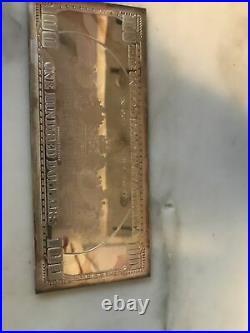 1997 U. S. Franklin $100 Dollar Note 4oz 999 Fine Silver Bar with Box & COA Proof