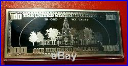 1997 Washington Mint $100 Bill Design 4 oz. 999 Fine Silver Proof Bar Box & COA