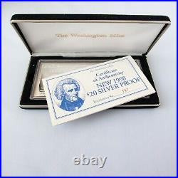 1998 $20 Andrew Jackson Proof Bar in Box with COA 4 TROY OZ. 999 Fine Silver