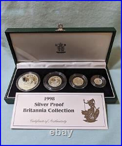 1998 Britannia. 958 Silver Proof 4 Coin Collection Royal Mint #041 with Box COA 1998 Britannia. 958 Silver Proof 4 Coin Collection Royal Mint #041 with Box COA