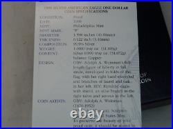 1998-P Proof American Silver Eagle Dollar $1 Box & COA US Mint Bullion OGP