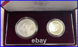 1998 Robert F. Kennedy Two Coin Set Uncirculated & Proof Silver Dollar Box