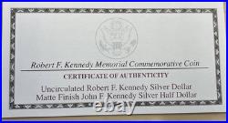 1998 Robert F. Kennedy Two Coin Set Uncirculated & Proof Silver Dollar Box