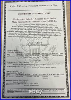 1998 Robert F. Kennedy Two Coin Set Uncirculated & Proof Silver Dollar Box