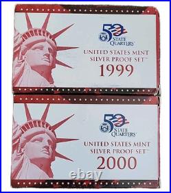 1999 & 2000 Coin Silver Proof Set With Coa & Box