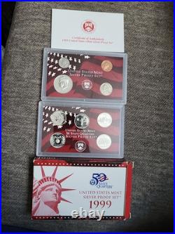 1999 & 2000 Coin Silver Proof Set With Coa & Box