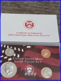 1999 & 2000 Coin Silver Proof Set With Coa & Box