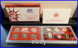 1999-2003 U. S. Proof Sets Box 10 Silver Proof Sets with State Quarters