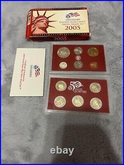 1999-2005 U. S. Mint Proof +Silver Proof Sets Gov Box Inc! No 2005 Base Proof