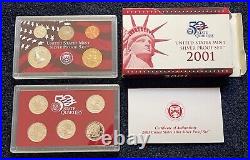 1999 2008 COMPLETE US Mint Silver Proof Sets, Red Mint Box, and COA's NICE