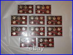 1999-2008 SILVER STATE QUARTER PROOF SETS 10 SETS ALL 50 STATES no box or COA