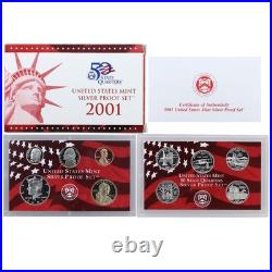 1999-2008 S Proof Set Run Box & COA 90% Silver US Mint 10 Sets 109 Coins