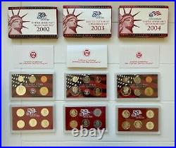 1999 2008 Silver Proof Sets, US Mint Box & COAs