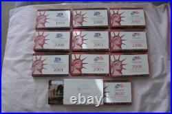 1999-2008 Silver Proof sets withall 109 coins, boxes, coa's. 14 Troy OZ. Of Silver
