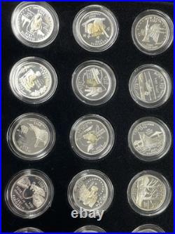 1999-2008 US Mint Silver Proof quarter 50 coin set in wooden box. Sweet