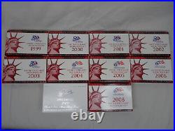 1999-2008 US Mint Silver S Proof Sets with State Quarters US Mint Box & COA OGP