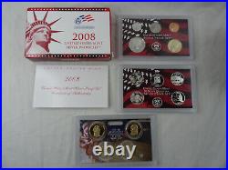 1999-2008 US Mint Silver S Proof Sets with State Quarters US Mint Box & COA OGP