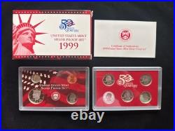 1999-2009 S Proof Set Run Box & COA 90% Silver US Mint 10 Sets 127 Coins