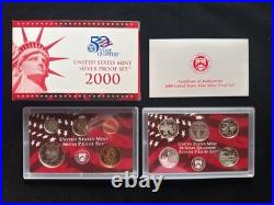 1999-2009 S Proof Set Run Box & COA 90% Silver US Mint 10 Sets 127 Coins