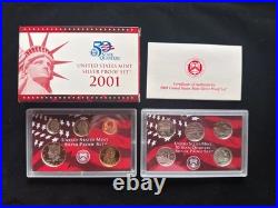 1999-2009 S Proof Set Run Box & COA 90% Silver US Mint 10 Sets 127 Coins