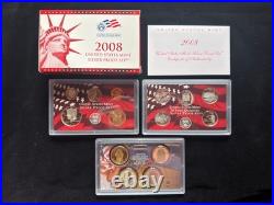 1999-2009 S Proof Set Run Box & COA 90% Silver US Mint 10 Sets 127 Coins