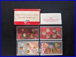 1999-2009 S Proof Set Run Box & COA 90% Silver US Mint 10 Sets 127 Coins