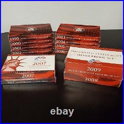 1999-2009 US Mint Silver Proof Sets With Original Boxes & COA 1999-2009 US Mint Silver Proof Sets With Original Boxes & COA