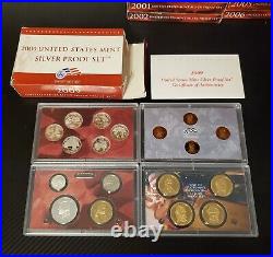 1999-2009 US Mint Silver Proof Sets With Original Boxes & COA 1999-2009 US Mint Silver Proof Sets With Original Boxes & COA