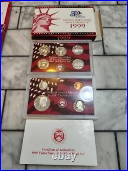 1999-2009 US Mint Silver S Proof Sets with State Quarters US Mint Box & COA
