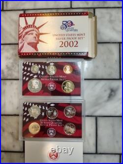 1999-2009 US Mint Silver S Proof Sets with State Quarters US Mint Box & COA