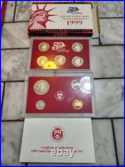 1999-2009 US Mint Silver S Proof Sets with State Quarters US Mint Box & COA