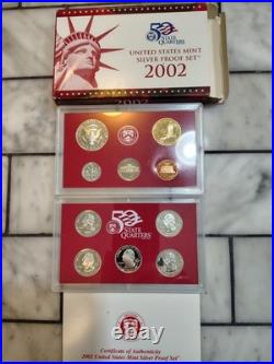 1999-2009 US Mint Silver S Proof Sets with State Quarters US Mint Box & COA