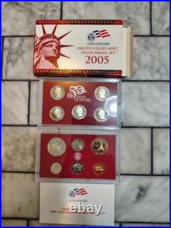 1999-2009 US Mint Silver S Proof Sets with State Quarters US Mint Box & COA