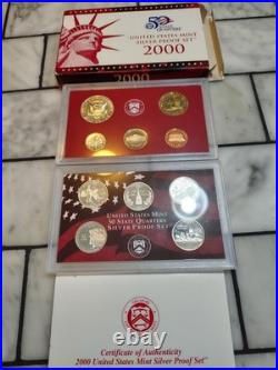 1999-2009 US Mint Silver S Proof Sets with State Quarters US Mint Box & COA