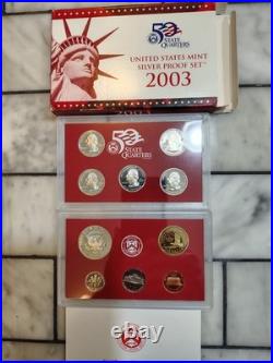 1999-2009 US Mint Silver S Proof Sets with State Quarters US Mint Box & COA 1999-2009 US Mint Silver S Proof Sets with State Quarters US Mint Box & COA
