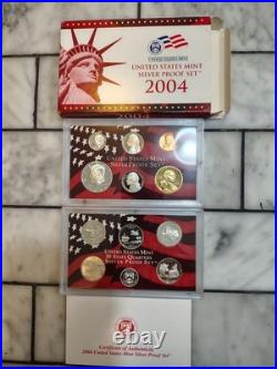1999-2009 US Mint Silver S Proof Sets with State Quarters US Mint Box & COA