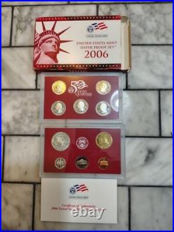 1999-2009 US Mint Silver S Proof Sets with State Quarters US Mint Box & COA