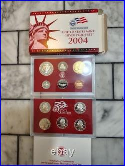 1999-2009 US Mint Silver S Proof Sets with State Quarters US Mint Box & COA