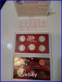 1999-2009 US Mint Silver S Proof Sets with State Quarters US Mint Box & COA