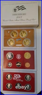 1999-2009 US Mint Silver S Proof Sets with State Quarters US Mint Box & COA