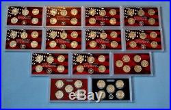 1999 2011 Silver Proof Quarter Sets- 66 Coins-13 sets -No Box/COA